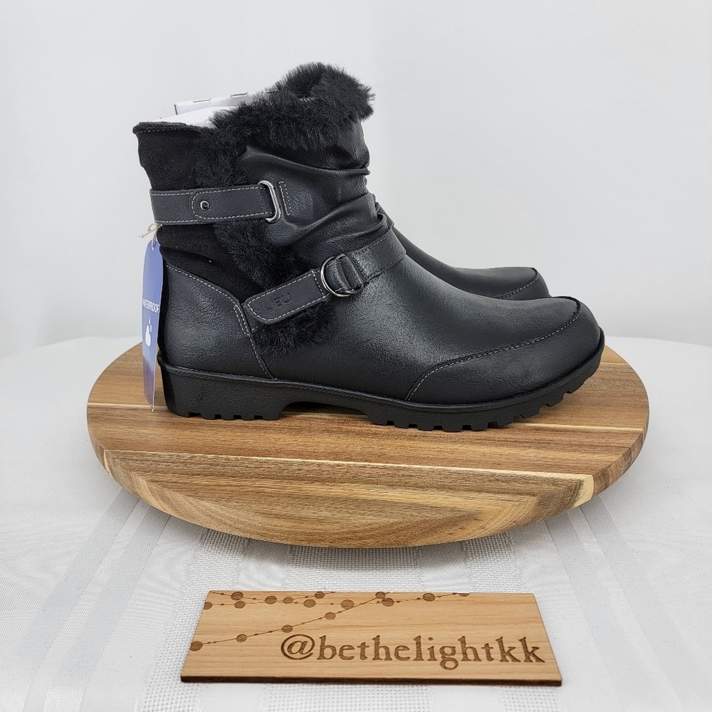 Jambu Women's Indiana Waterproof Faux Fur Lined Buckled Boots Size: 9.5